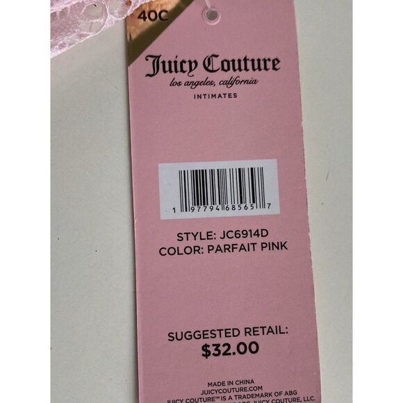 Juicy Couture Sexy Push Up Bra Sz 40D Parfait Pink Underwire JC6914D Lace NEW - Picture 3 of 8